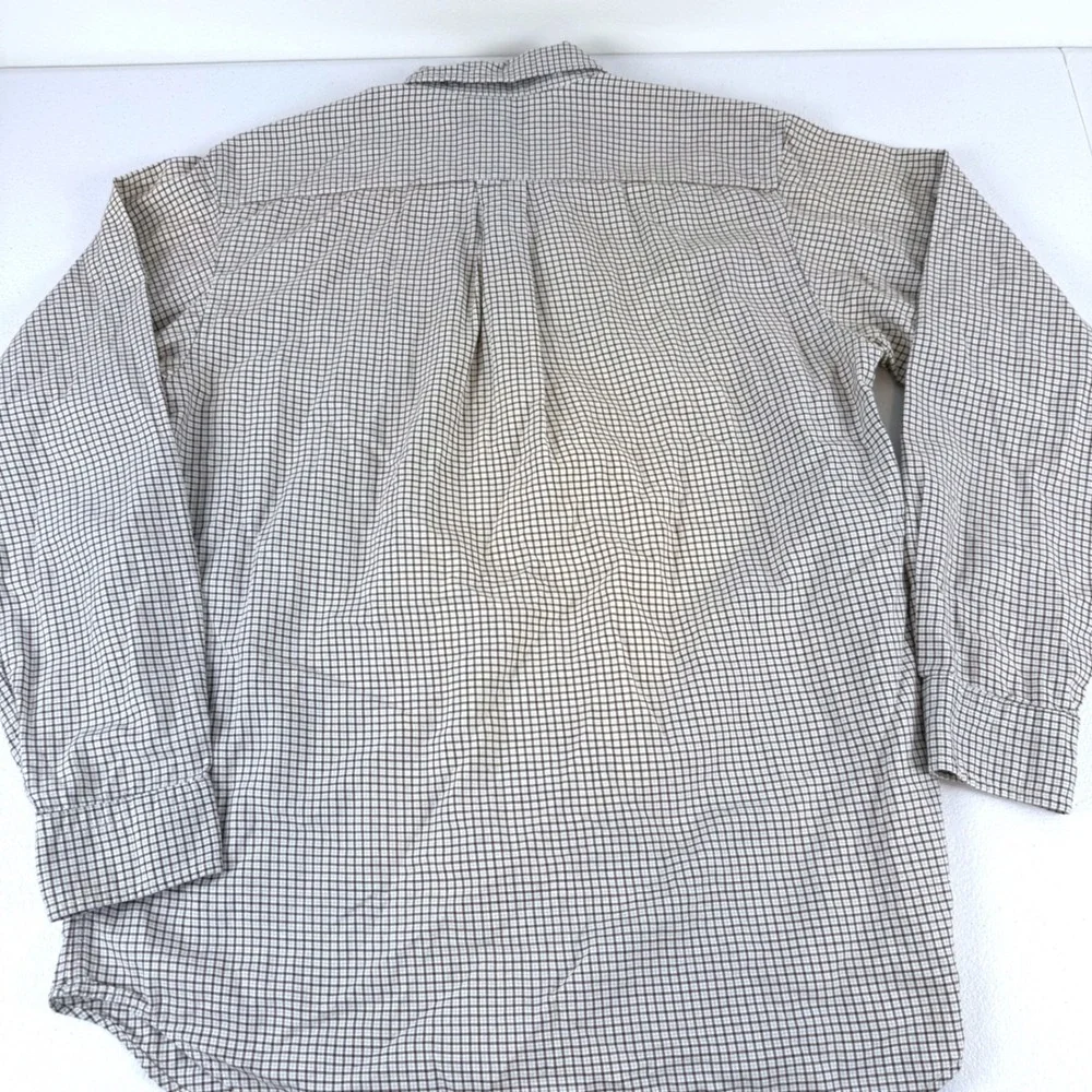 Ralph Lauren Boys XL 18-20 Brown White Check Button Down Shirt Long Sleeve